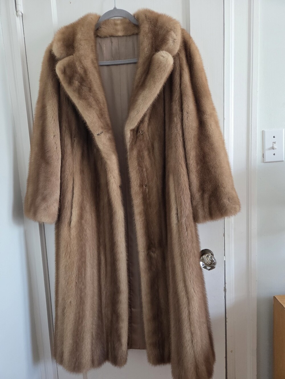 Classic Long Mink Coat in Light/ Medium Brown